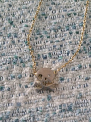 Crescent moon and pirate pendant necklace