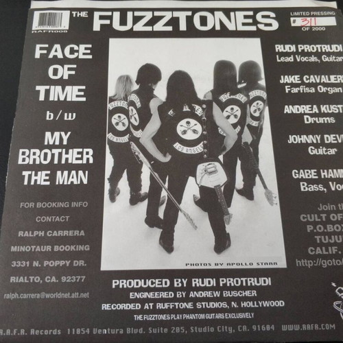 Fuzztones Face Of Time / My Brother The Man 7" red vinyl like new