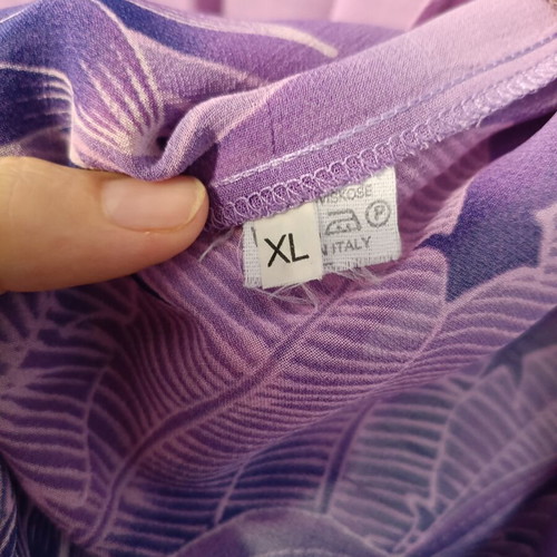 Women's wrap skirt pareo, purple tropical leaf design