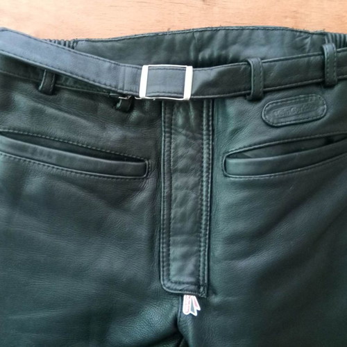 Held leather motorcycle pants used with knee protectors