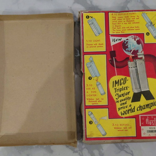 Vintage IMCO paper lighter box used, 1960s