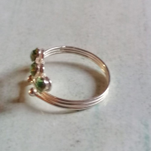 Silver 925 Toe Ring with Green Strass New