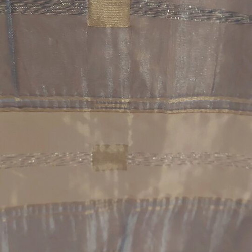 Table runner like new with double transparent fabric, gold beige