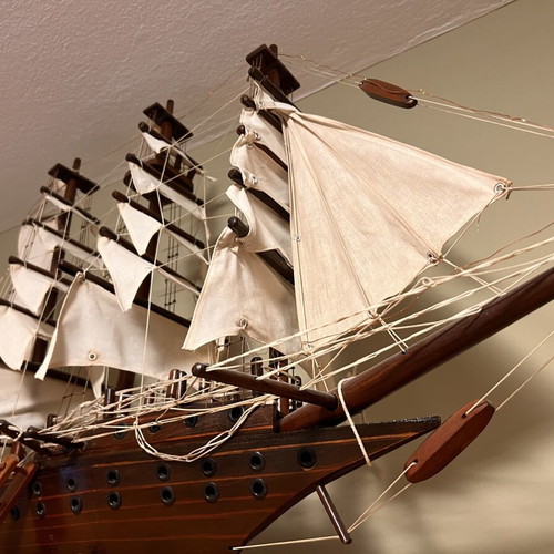 Wooden decorative sailing ship model, handmade, ~1m length