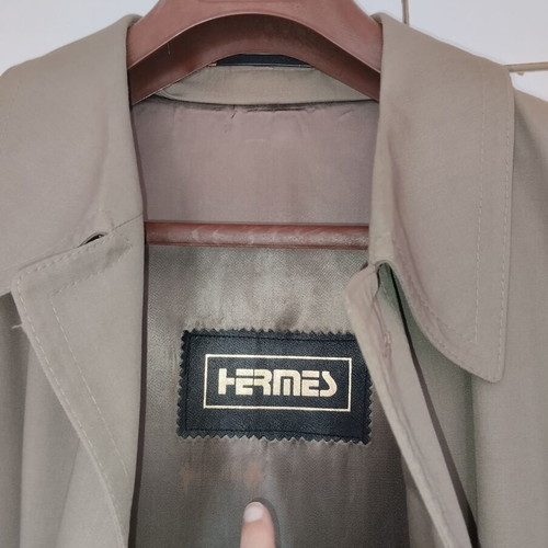 Hermes Nino-Flex Diolen men's khaki trench coat like new