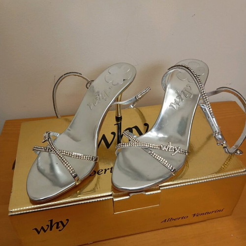 Alberto Venturini Why silver strass sandal like new, 7cm heel