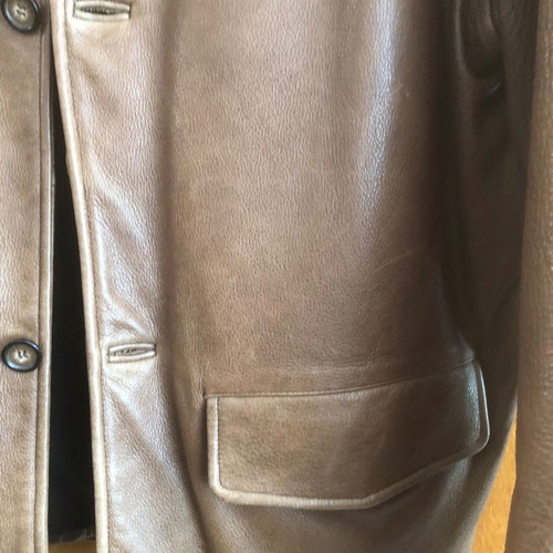 Trapper leather jacket coat new brown size 50 Italian