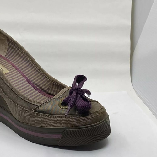 Nanette Lepore for Keds wedge platform shoes used, size US8 EU38.5, gray with purple
