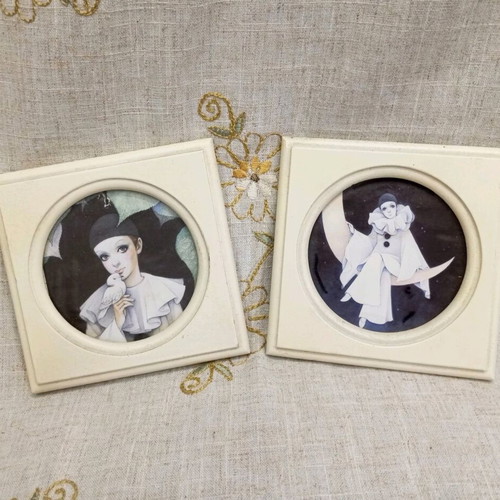 Vintage photo frames set of two used with Pierrot love theme by Mira Fujita