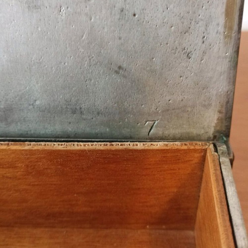 Antique bronze handmade box used, numbered artwork
