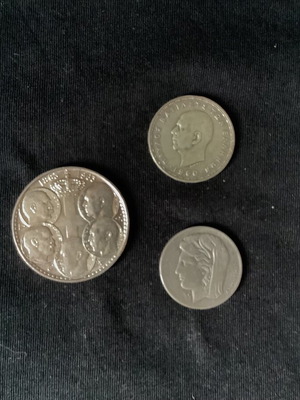 3 Silver Greek Coins 1930-1964 Used