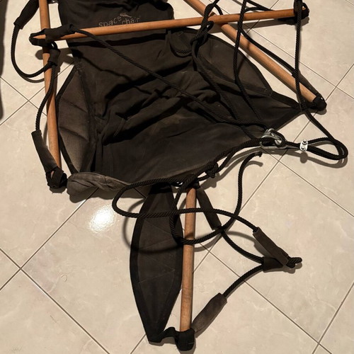 Sky chair space chair used hanging chair with wooden supports and footrest