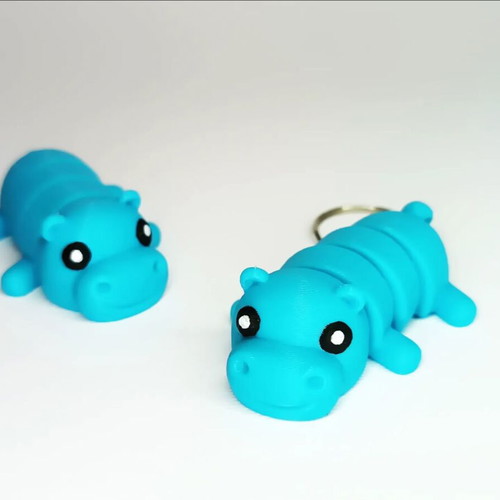 Hippo Keychain new, 3D printed, flexible design