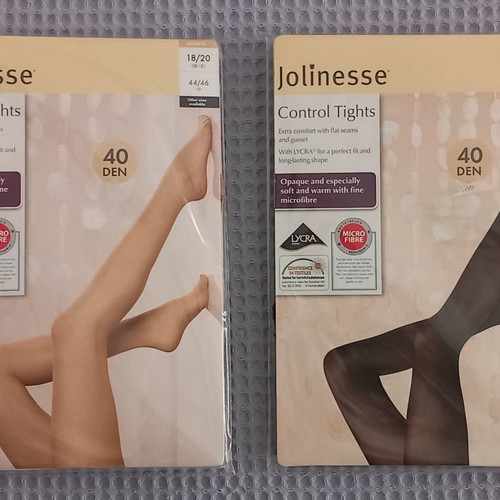 Jolinesse 40 den tights new, pack of 2 in black and beige