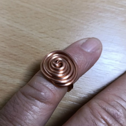 Copper ring handmade from scratch, new, twisted design, size 17.3