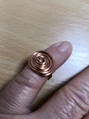 Copper ring handmade from scratch, new, twisted design, size 17.3
