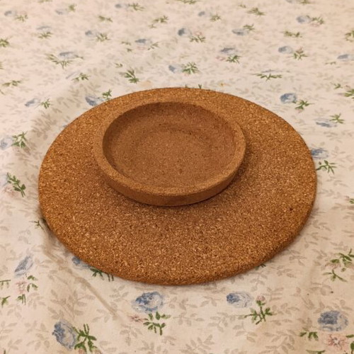 Cork placemats set of 2, round, 18 and 10 cm, new