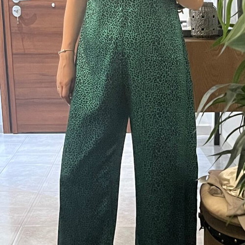 Satin one-piece jumpsuit like new, dark green, size M