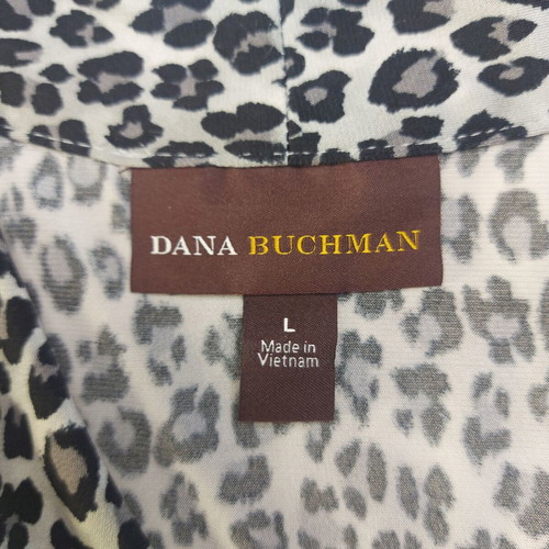 Dana Buchman Animal Print Sleeveless Top gray and black size L like new