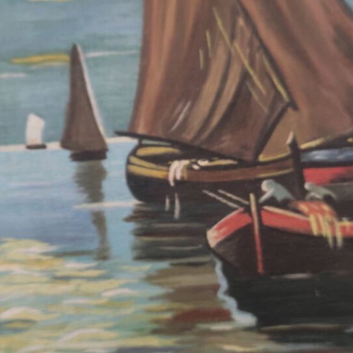 Seascape by M. Politou like new oil painting on canvas 68x51cm