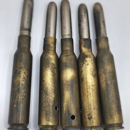 Set of 5 6.5x54mm Mannlicher-Schönauer inert cartridges, Greek 1939