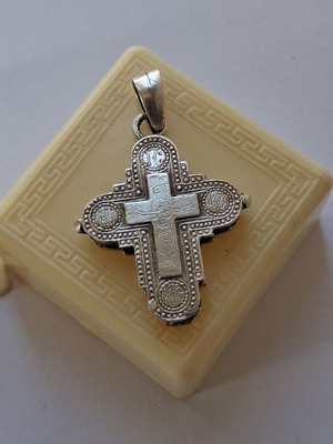 Silver Christian amulet pendant, Greek made, vintage
