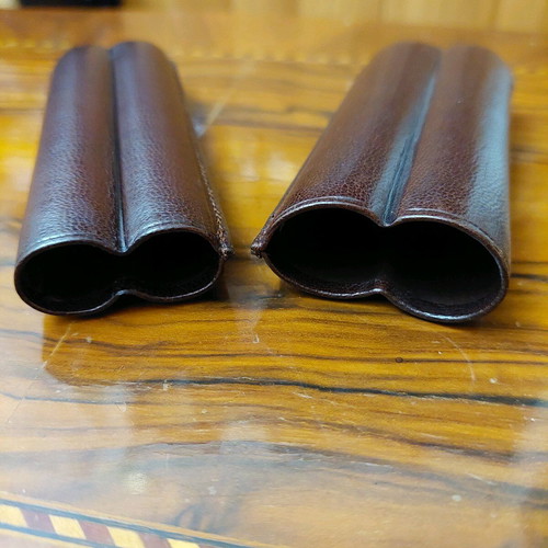 Leather case for 2 cigars new, brown