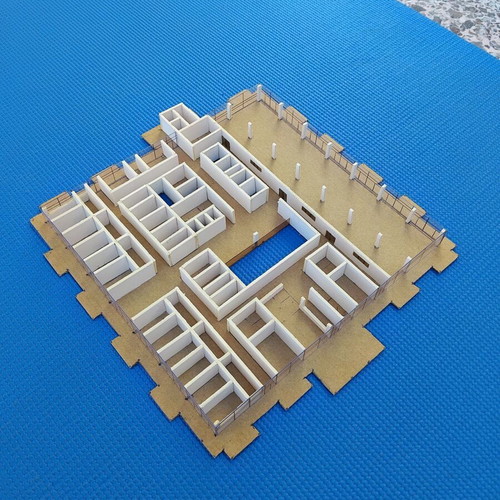 Architectural model 1:200 scale new, cardboard and white pulp