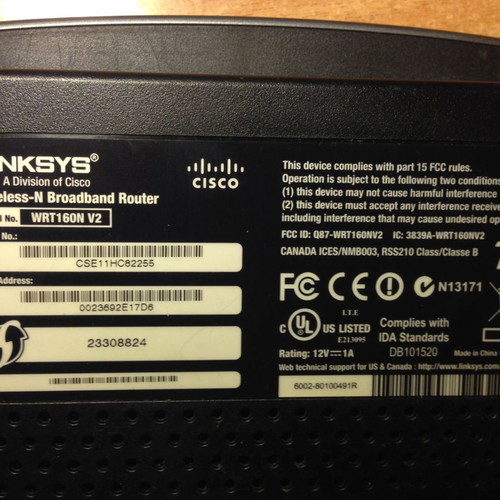 Wireless router Linksys WRT160N v2 used, 4-port
