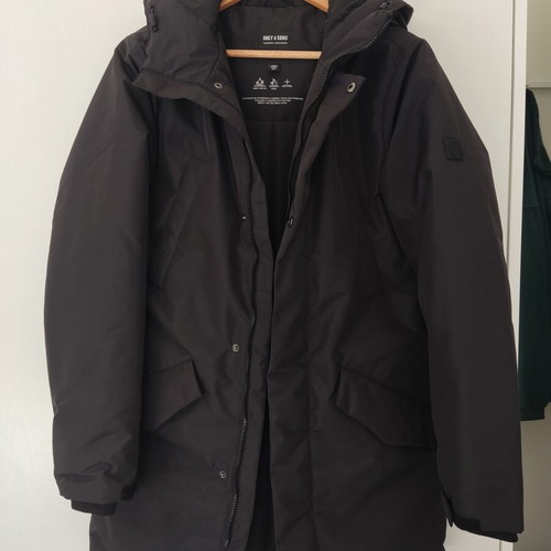 Only And Sons waterproof technical parka with hood black, like new, Small