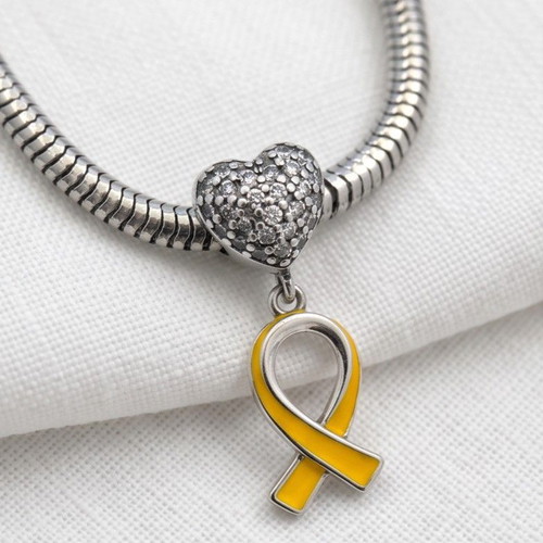 Pandora Chamilia Yellow Ribbon Heart Charm new