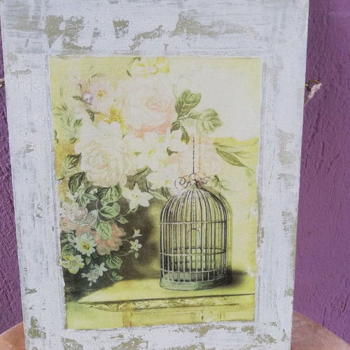 Decorative wooden painting 30x24 in excellent condition, romantic