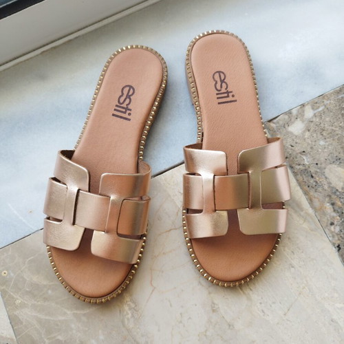Estil leather sandals like new, pink gold