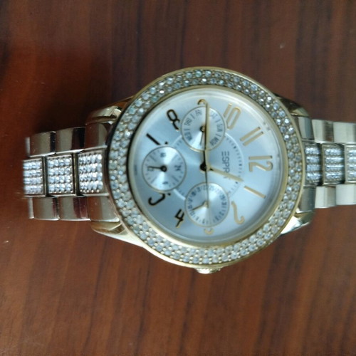Esprit wristwatch gold used, water resistant, women's