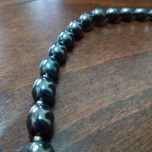 Necklace with hematite and silver elements used