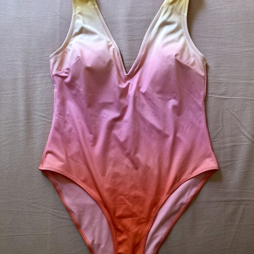 H&M one-piece swimsuit XL, yellow pink orange gradient