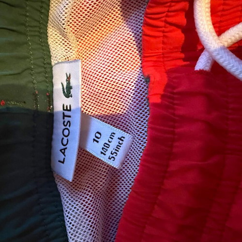 Lacoste Monochromatic Lined Swim Trunks, red, XS
