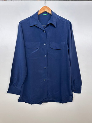 Silk shirt Benetton like new, dark blue, size 42