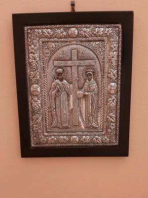 Silver icon of Saints Constantine and Helen like new
