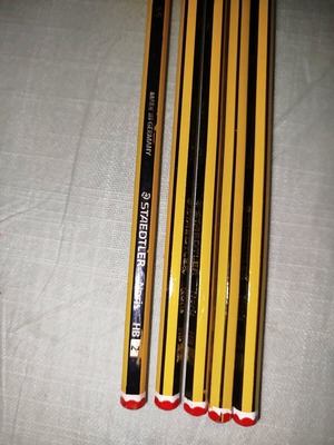 Pencils used, pack of five, almost new