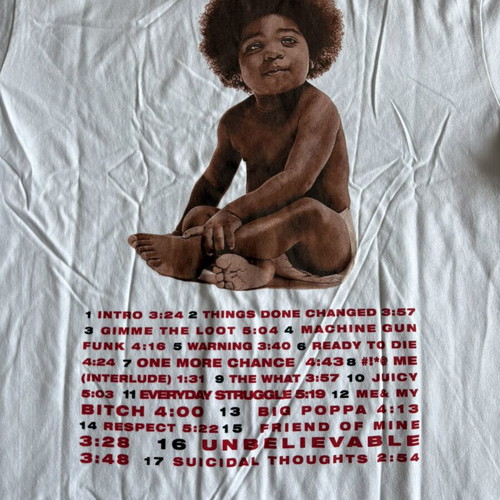 Mister Tee Notorious BIG T-shirt, white, size L