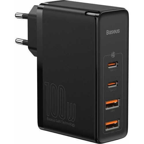 Baseus Gan 2 Pro Charger 100W, 2 Type-C and 2 USB Ports, Black