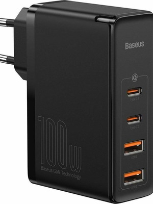 Baseus Gan 2 Pro φορτιστής 100W, 2 θύρες Type-C και 2 USB, μαύρος