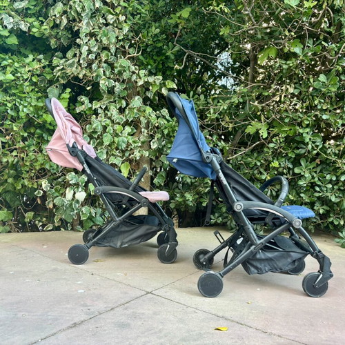 Bumprider Connect 3 twin strollers like new, pack of 2, pink and blue