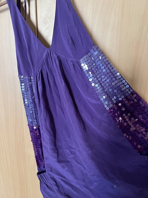 Purple short dress with sequins on sides