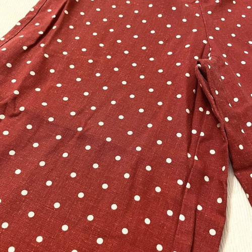 Stradivarius polka dot fabric pants like new, white and red, size S