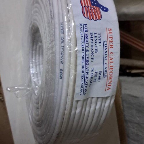 Coaxial satellite cable RG6U 75 Ohm Cu white 100 meters new