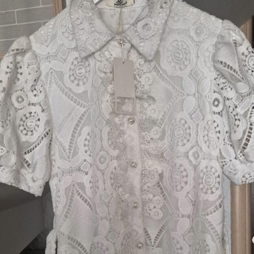A-Style white dress new, vintage style with pearl buttons
