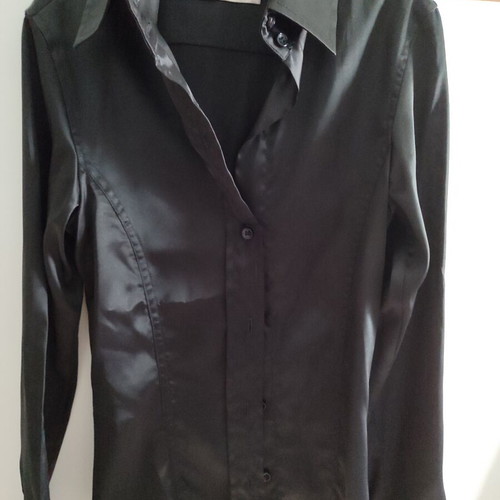 Zara women's shirt satin finish like new, black, slim fit