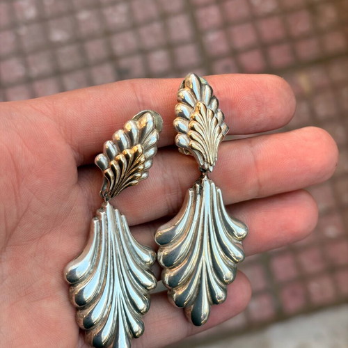 Silver-gold earrings with clips 925/585 used